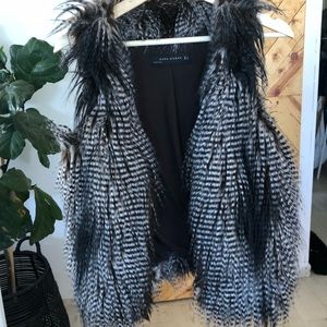Zara Fun faux fur/feather vest
